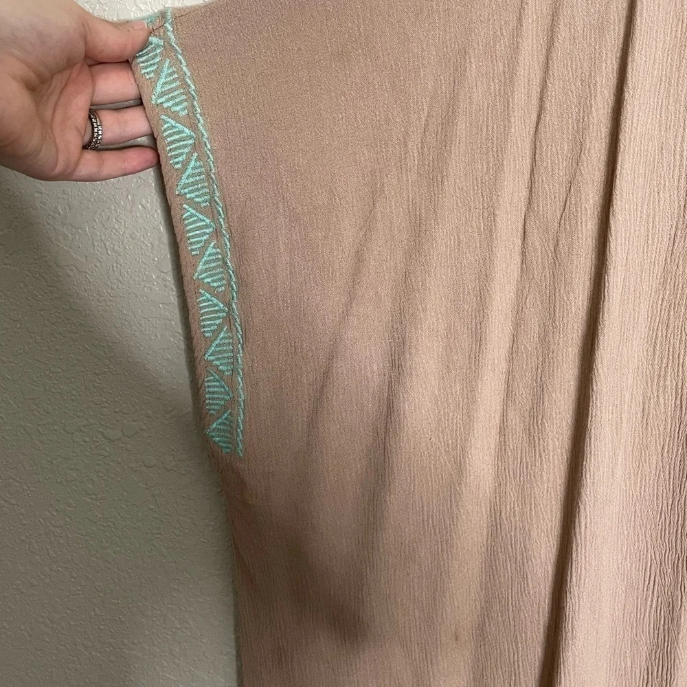 Umgee Light Tan Brown Embroidered Duster Cardigan S/M